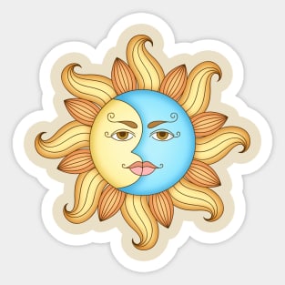 Half Moon And The Sun Sticker